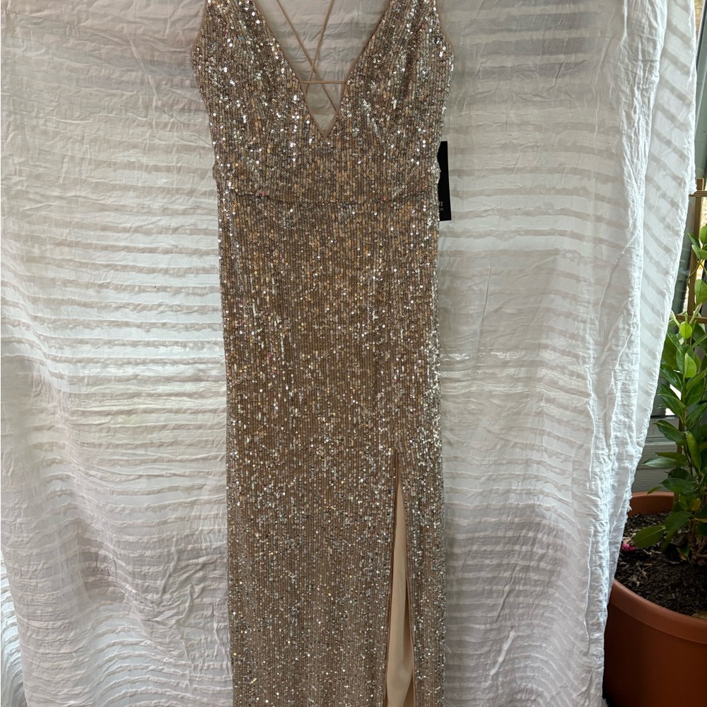 Aidan Mattox Gold Sequin Dress